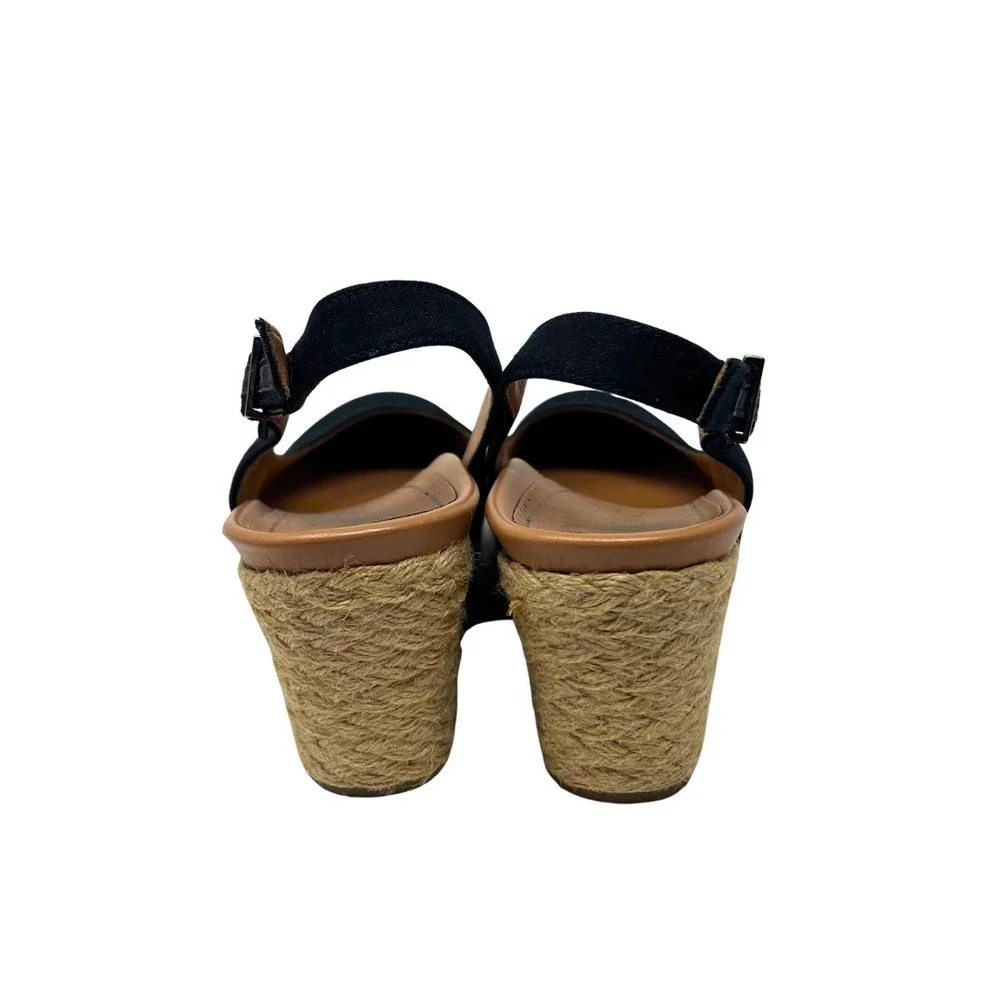 Vionic Coralina‎ Slingback Wedge Espadrilles Womens 10 Black Comfort Shoes
